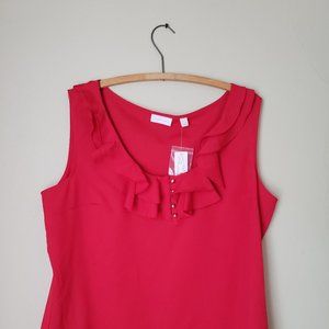 XL Red Ruffle Sleeveless Blouse NY & Company